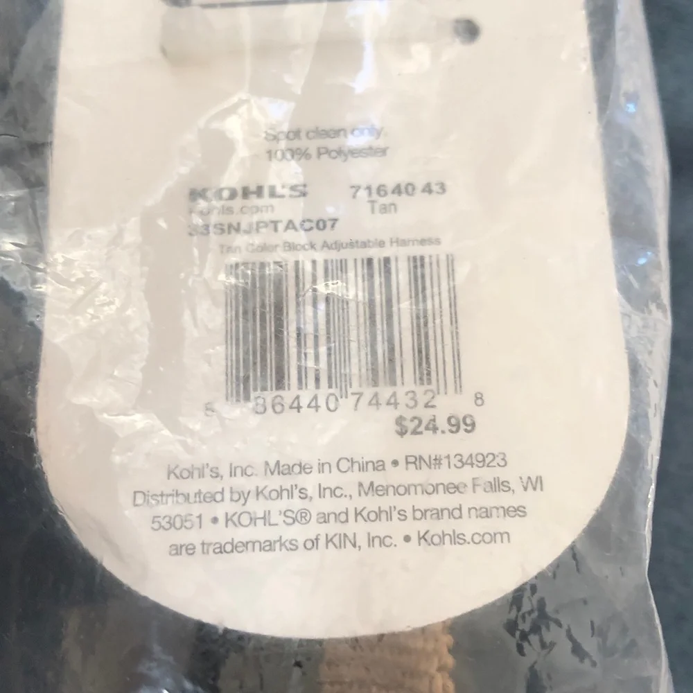 SONOMA PET ADJUSTABLE CLIP-IN HARNESS SIZE L BRAND NEW IN THE PLASTIC WITH TAGS